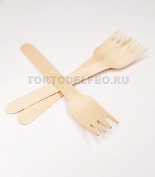Вилка дерево 1шт для бенто тортов 11см
