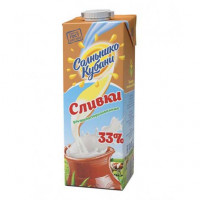 Сливки 1л т/п Солнышко Кубани 33%